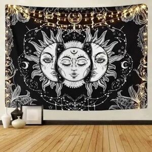 Witchy sun and moon large tapestry